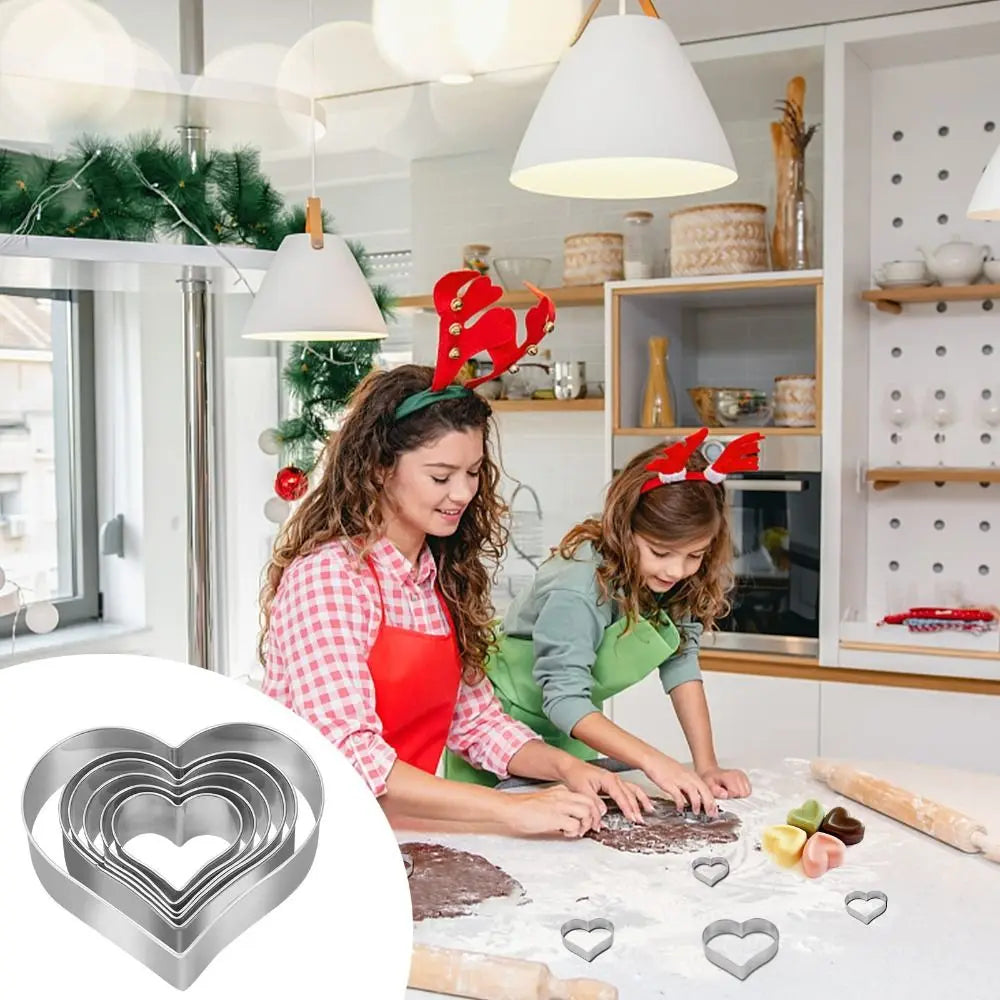 5Pcs Stainless Steel Heart Cookie Cutter Set Multiple Sizes Rust-Resistant Heart Shaped Cookie Cutters Heart Shaped Baking Tools Oasis Select