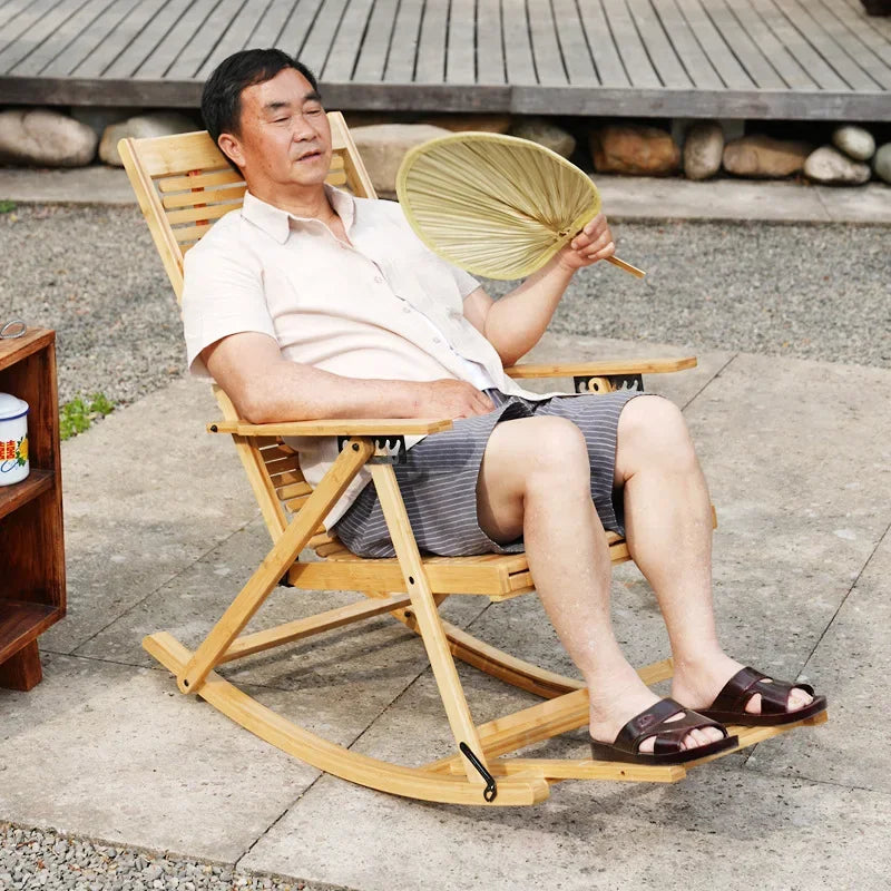 Foldable free chair patio stool rocking recliner folding summer lunch break bench balcony lazy leisure bench Oasis Select