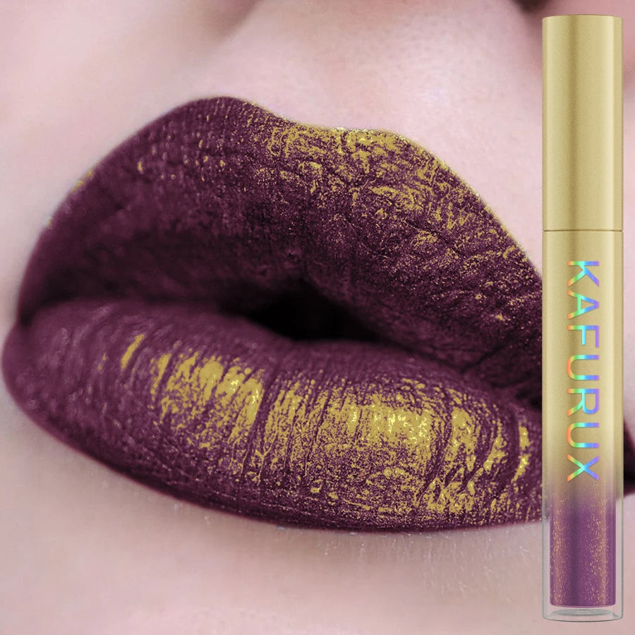 KAFURUX Glitter Lip Gloss – 14 Shades, Metallic & Waterproof