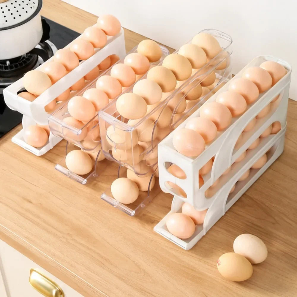 Large Capacity Automatic Egg Roller Household Four Tier Refrigerator Egg Storage Box Space Saving Kitchen Dedicated Oasis Select