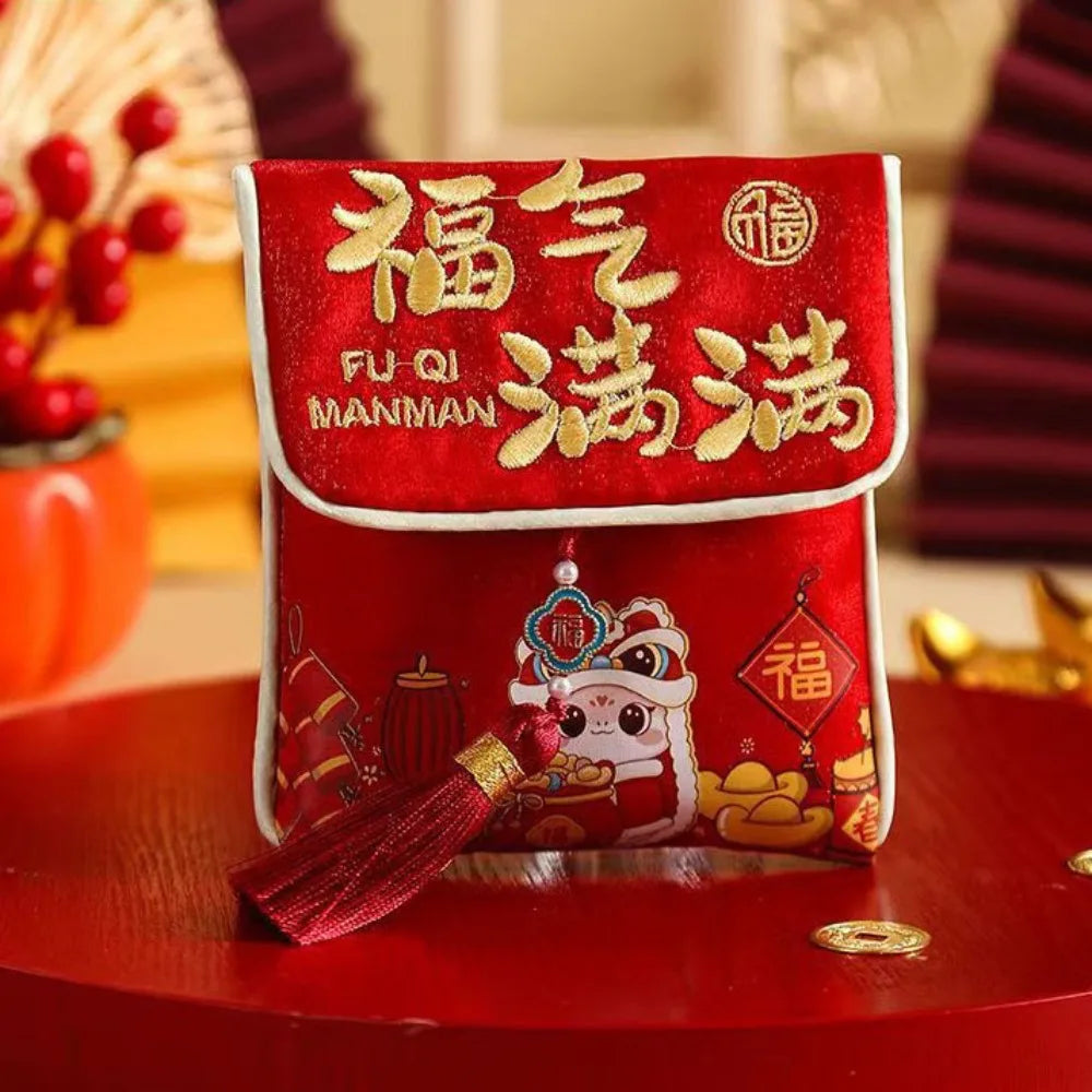 Portable Traditional New Year New Year Pocket Bag Good Lucky Blessing Cloth Lucky Money Bag Gift Bags Spring Festival Oasis Select B
