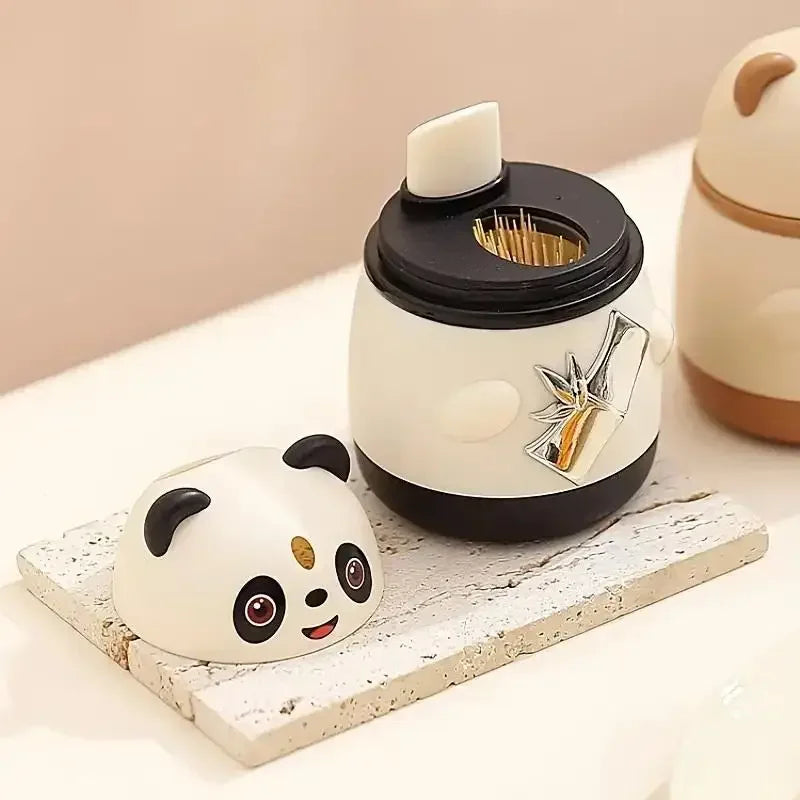 Cute Cartoon Panda Toothpick Holder Automatic Toothpick Box Push-type Toothpick Box Suitable For Home Bar Party Oasis Select