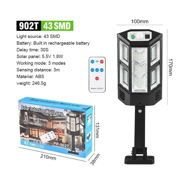 Solar Motion Sensor Wall Light – 3 Modes, IP65, 1500LM COB LED