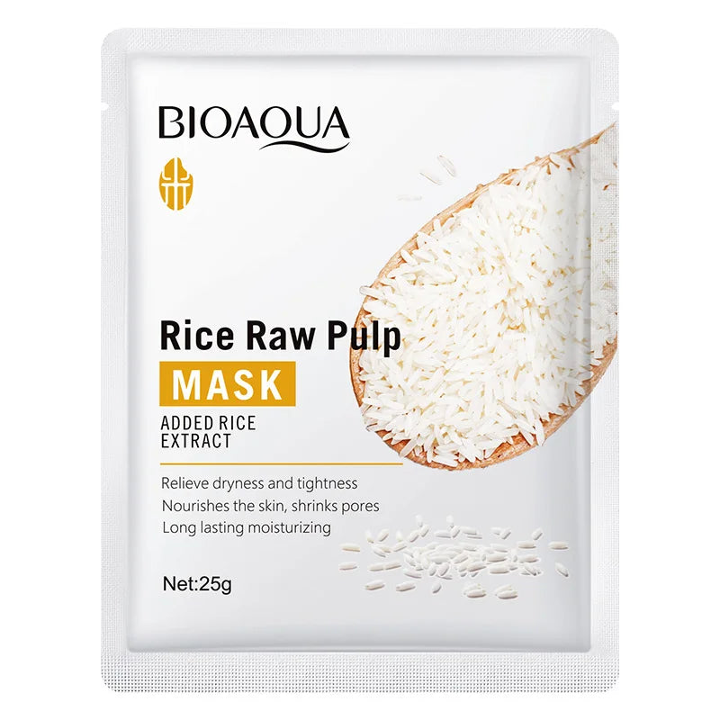 BIOAQUA Rice Raw Pulp Face Mask – Whitening & Hydrating 10pk Sheet Face Mask Oasis Select