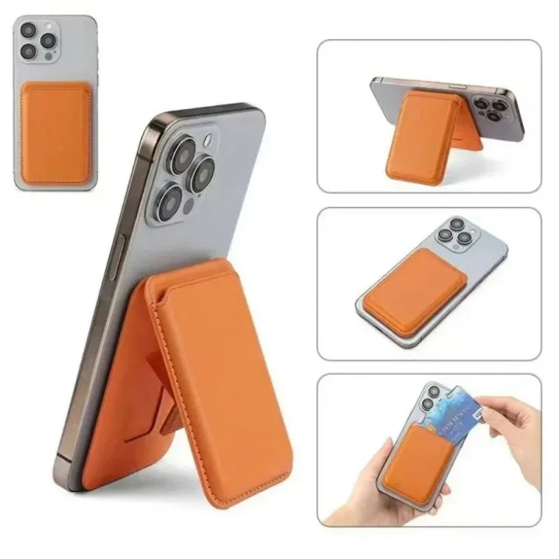 Magnetic Wallet Card Holder for IPhone 17Pro 16 15 14 13 12 Lightweight Magnetic Leather Phone Holder Pouch Stand for Magsafe Oasis Select