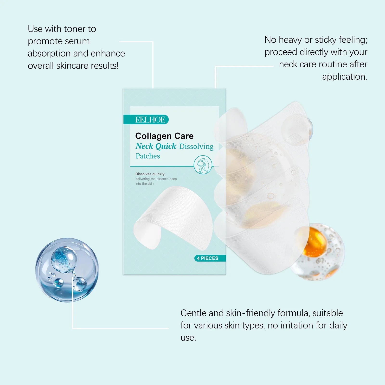 EELHOE Collagen Neck Patches Anti Wrinkle Firming Lifting Neck Mask Moisturizing Brighten Skin Reduce Fine Lines Aging Neck Care Oasis Select