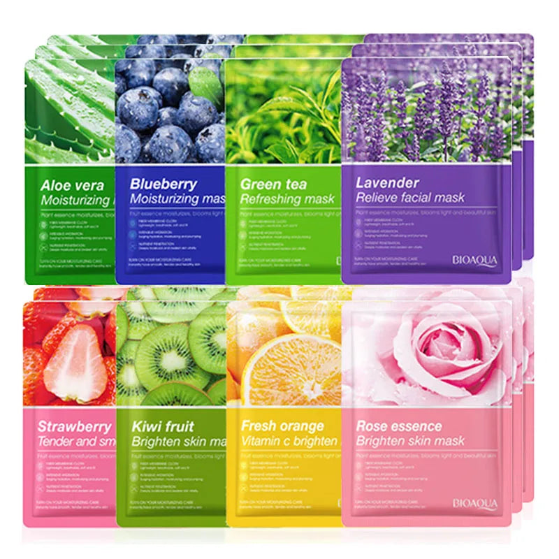 BIOAOUA 8-Pack Natural Plant Face Masks – Moisturizing & Firming Sheet Face Mask Oasis Select Bx3