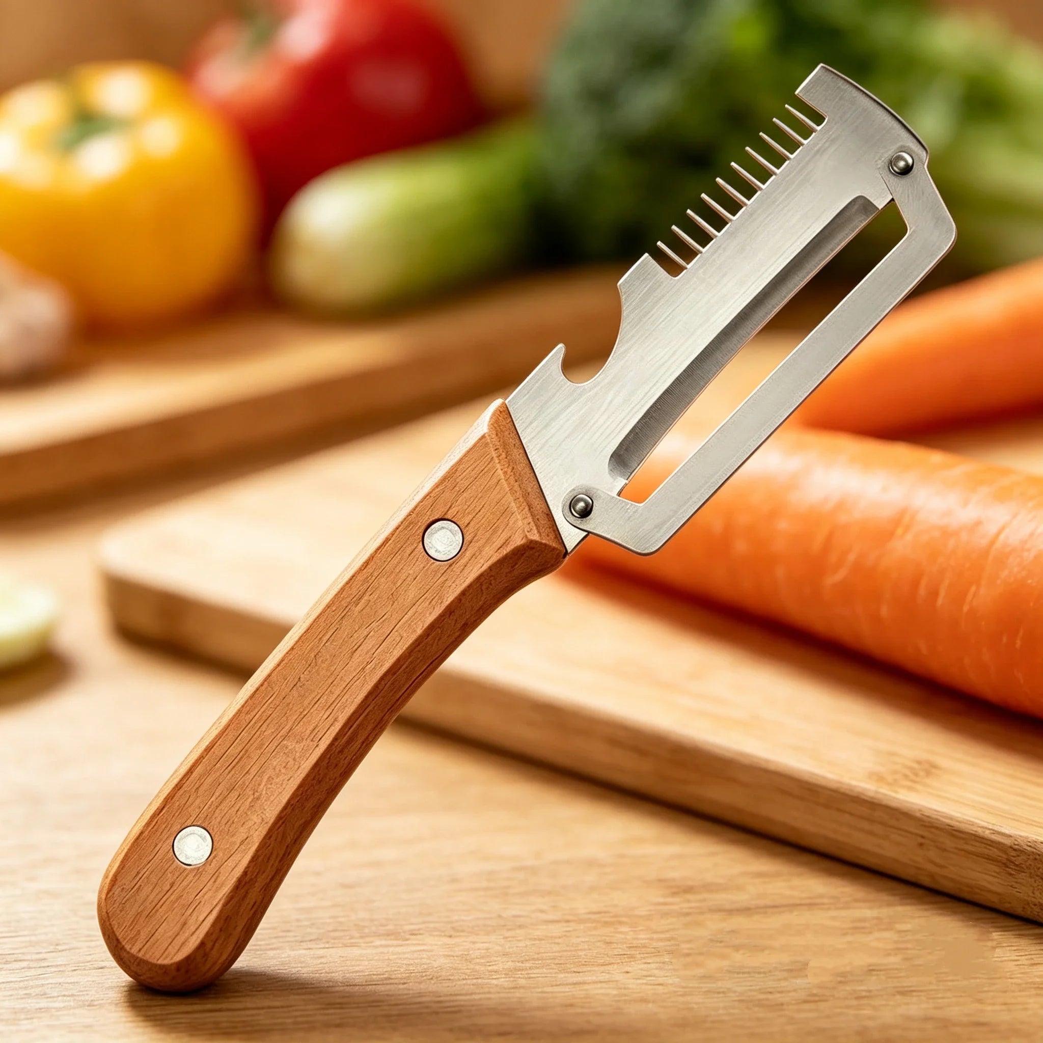 Stainless Steel Peeler Wooden Handle – Multi-Function Kitchen Tool Vegetable Peeler Oasis Select