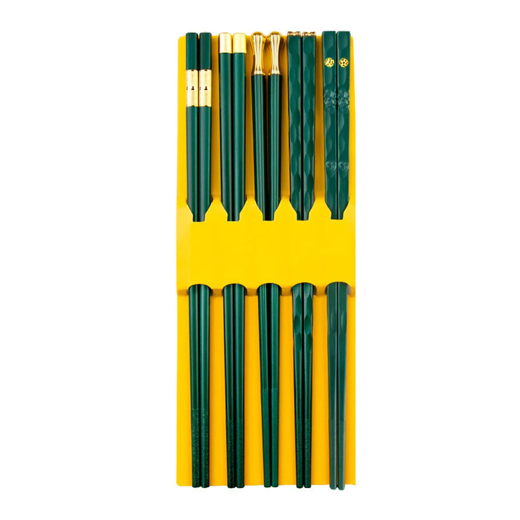 Premium Alloy Chopsticks Set – 5 Pairs, Non-Slip & Reusable