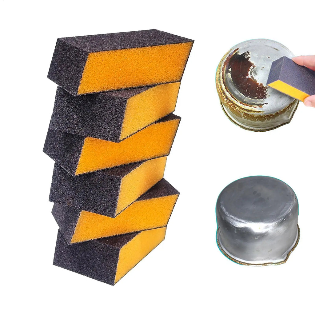 6Pcs Carborundum Sponge Emery Magic Wipe Pot Bottom Cleaning Descaling Sponge Brush Rust Removal Pot Cleaning Scrubber Tool Oasis Select