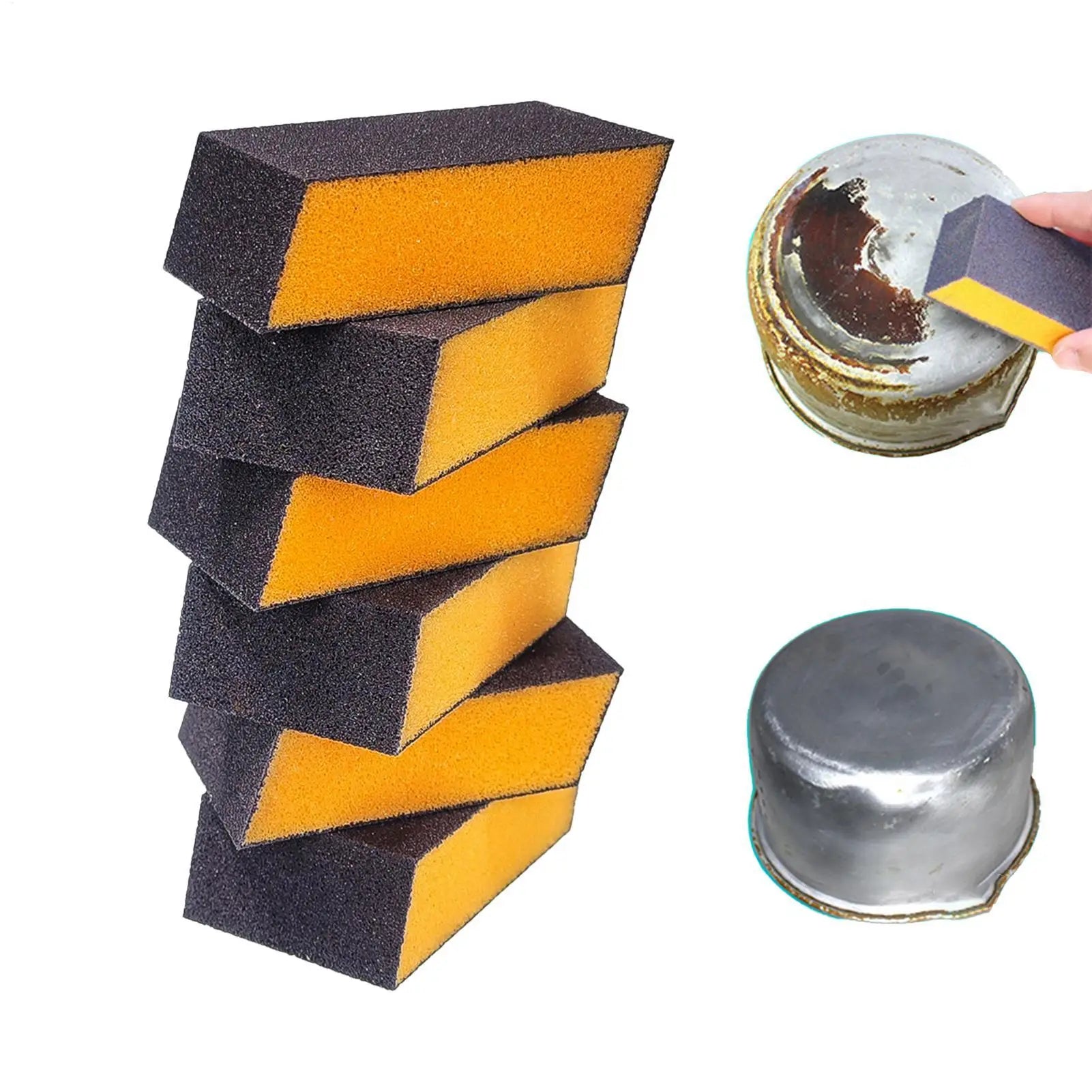 6Pcs Carborundum Sponge Emery Magic Wipe Pot Bottom Cleaning Descaling Sponge Brush Rust Removal Pot Cleaning Scrubber Tool Oasis Select