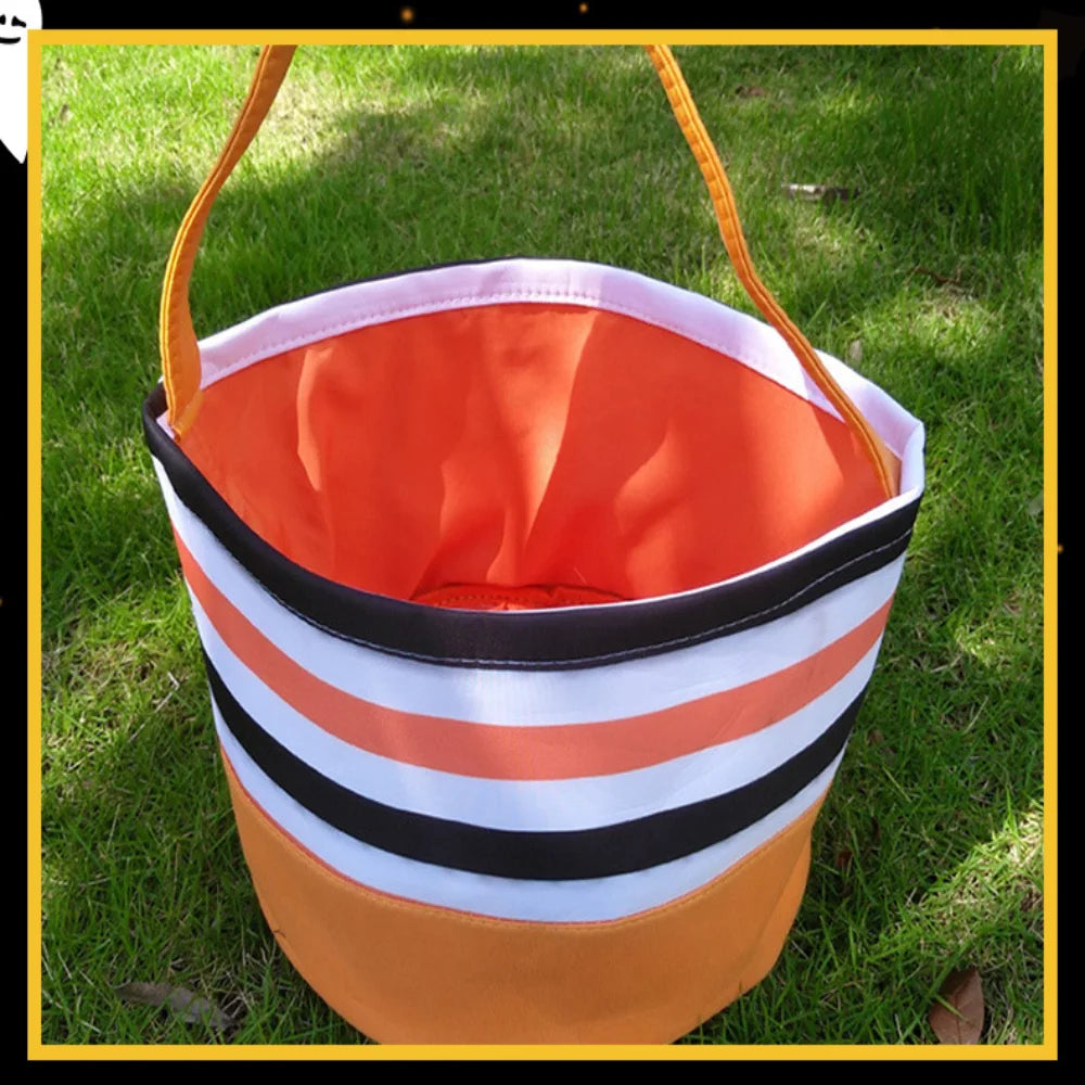 Halloween Portable Canvas Candy Bag Halloween Decoration Basket Kids Tote Bag Pumpkin Basket Halloween Decoration Oasis Select