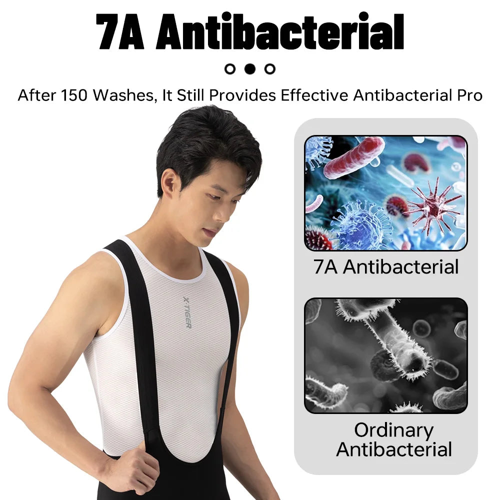 X-TIGER Men Cycling Undershirt Sports Quick Dry Cycling Base Layer Vest High Elastici Breathable Sleeveless Road Bike Undershirt Oasis Select
