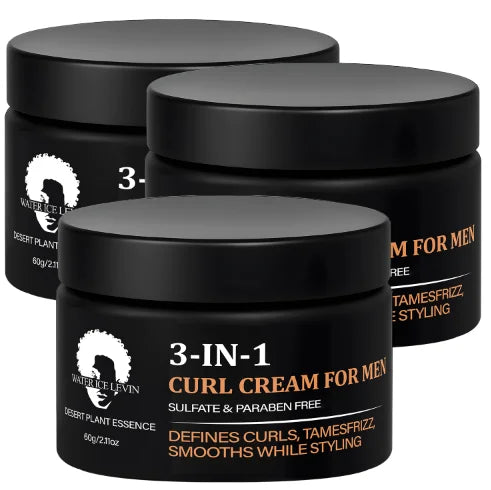 3-in-1 Curl Cream for Men, Sulfate & Paraben Free, Defines Curls & Tames Frizz, Smooth Styling Cream. Oasis Select Shine Enhancing