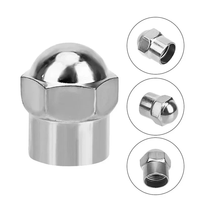 Car Tire Valve Caps 10/50pcs Round Head Chrome Plating Dust Proof Covers Cars Motorcycles Bike Tyre Styling Valve Cap Decoration Oasis Select