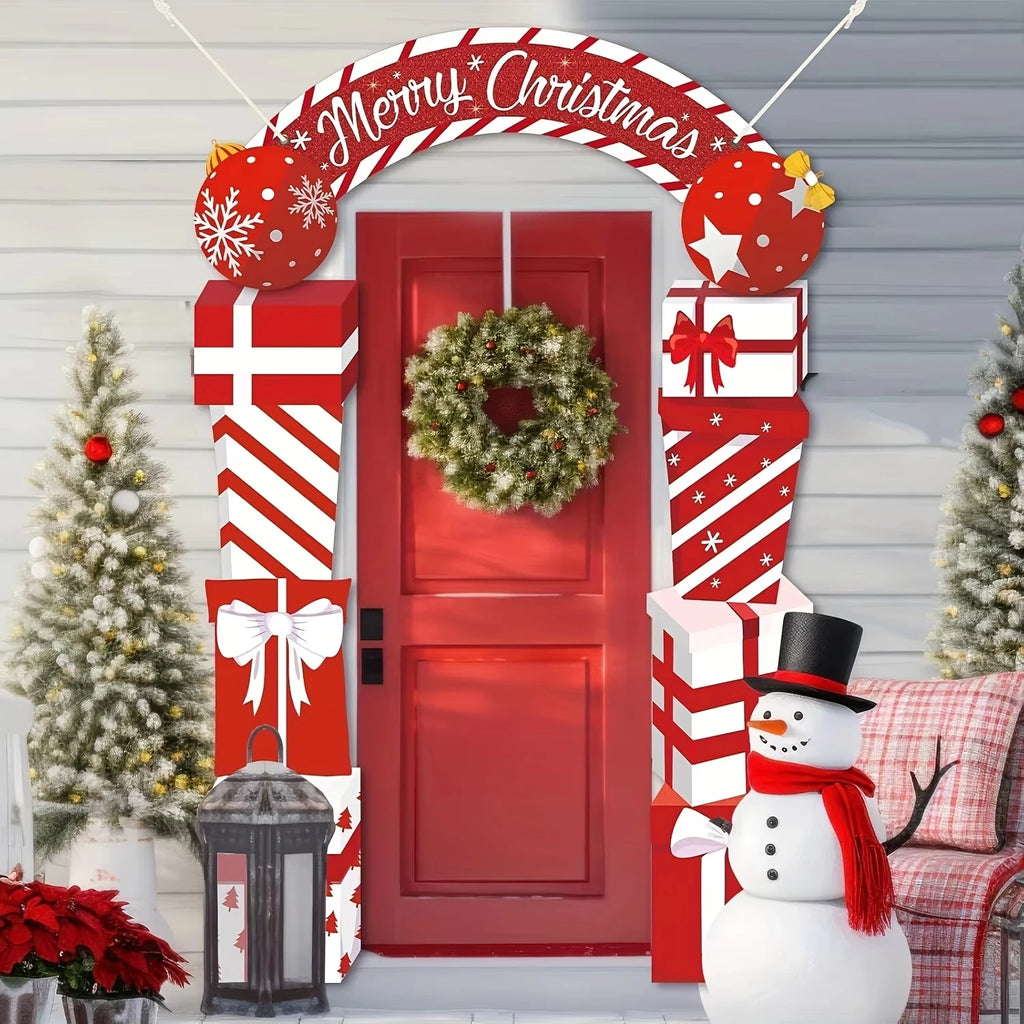 3Pcs Christmas Door Decoration Merry Christmas Porch Sign Front Door Banner Xmas Hanging Decoration Holiday Gift Backdrop Oasis Select