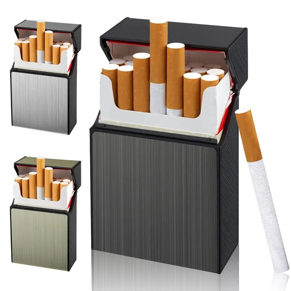 Portable Cigarette Case Metal Smoking Cigarette Box 20pcs Capacity Tobacco Holder Cigarettes Pack Cover Storage Box Men's Gadget Oasis Select