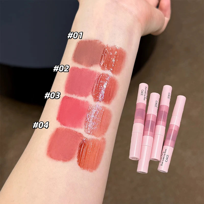 CACE Double Head Lip Glaze Matte Velvet Sexy Red Tint Liquid Lipstick Lasting Makeup Moisturizing Lipgloss For Women Cosmetics Oasis Select