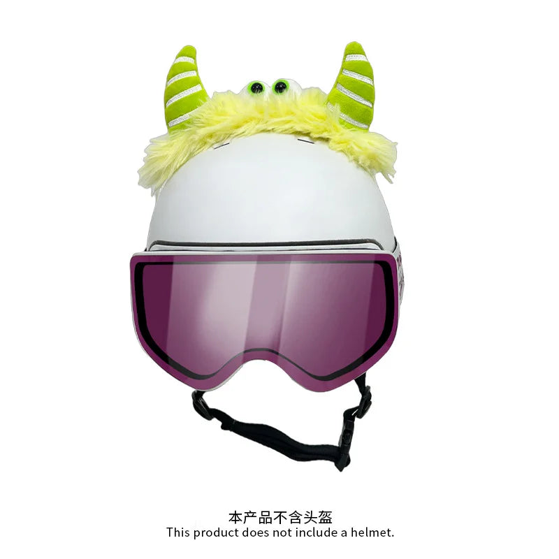 Fun helmet decorations, small monsters, outdoor personalized helmets, decorative ears, three-dimensional plush cute ski helmets Oasis Select YELLOW