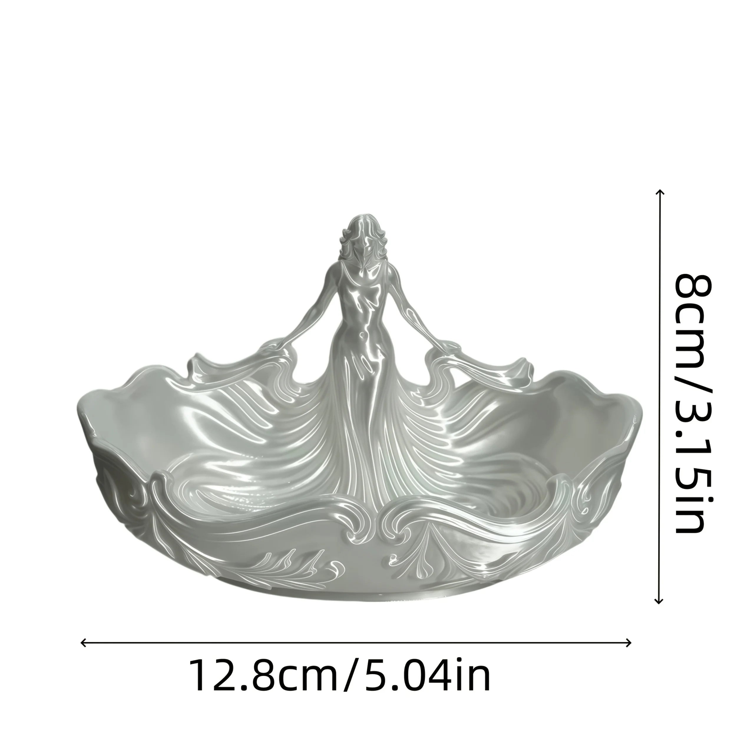 Retro Sculpture Jewelry Tray Elegant Vanity Trinket Dish Ring Earring Necklace Storage Plate Desktop Home Dresser Art Decor Gift Oasis Select Silk White