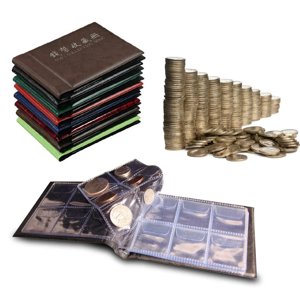 60 Pockets Artificial PU Leather Commemorative Coins Collection Album Book Collecting Money Organizer Storage Bags Storage Book Oasis Select B 9.7X13.5Cm
