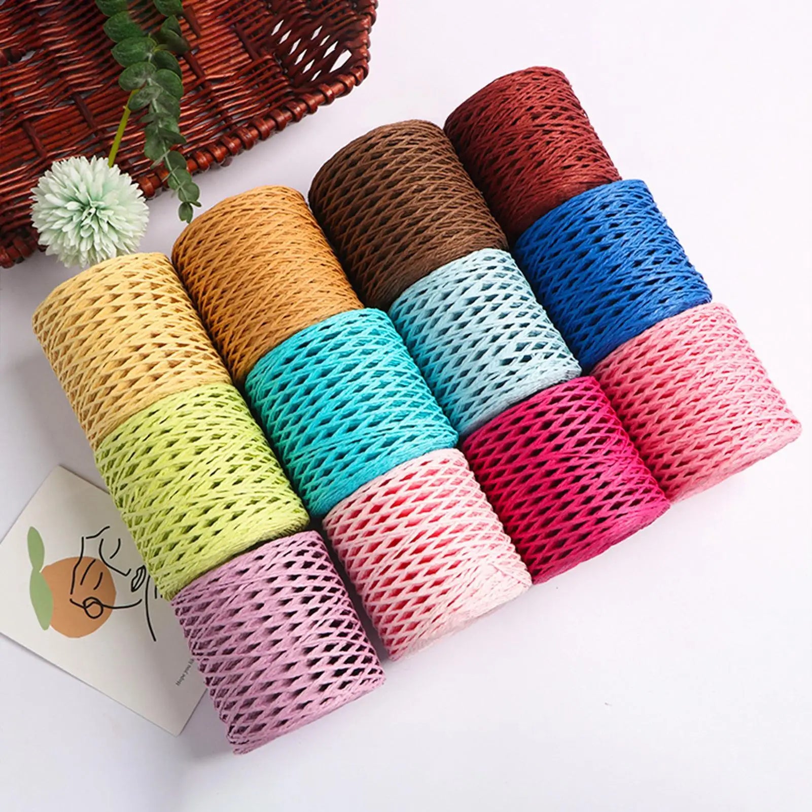 150m Natural Raffia Straw Yarn For Knitting Crocheting Paper Threads DIY Handmade Summer Sunhat Beach Bag Oasis Select