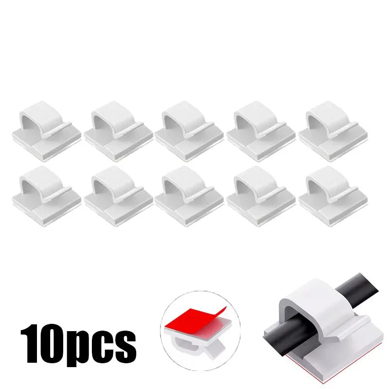 10/30/100PCS Cable Organizer Clips Cable Management Wire Manager Cord Holder USB Charging Data Line Bobbin Winder Wall Mounted Oasis Select 10PCS-White