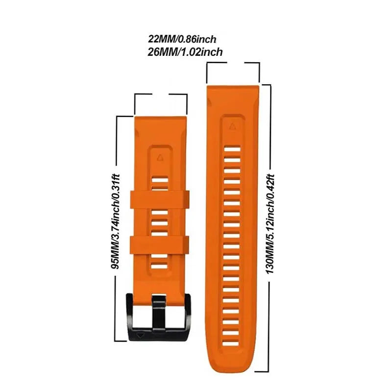 Quick Release Silicone Band for Garmin Fenix 7/6X/5X – 22/26mm Watch Band Oasis Select