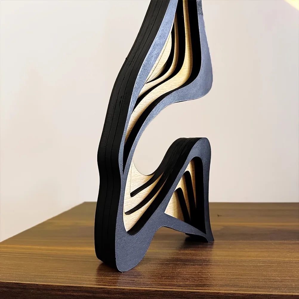 Artistic Abstract Wooden Streamlined Statue Minimalist Bookshelf Home Room Decoration Desktop Ornaments Home Gifts Oasis Select