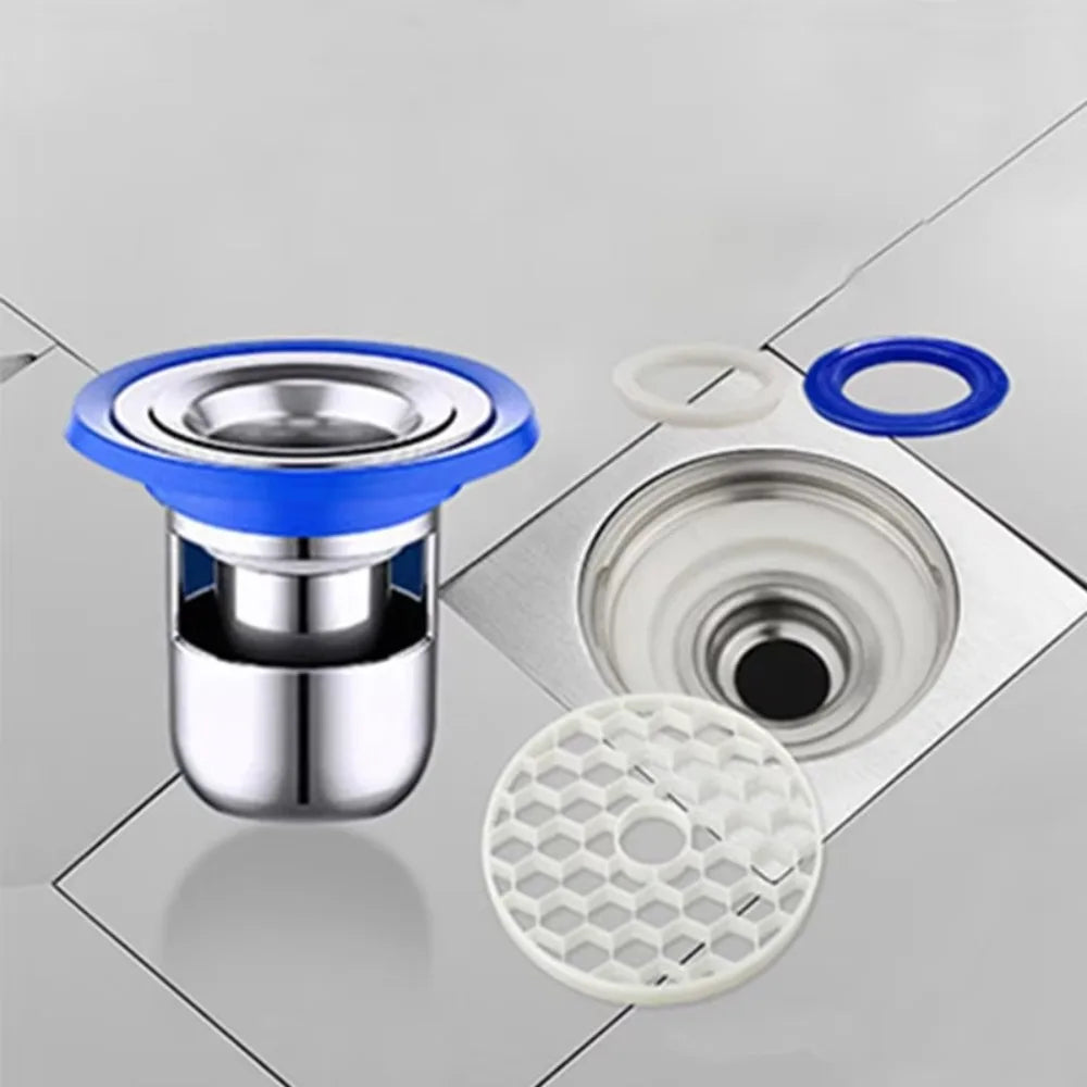 New Stainless Steel Floor Drain Core Insect Proof U-type Bathroom Sewer Drain Deodorant Sealed Floor Drain Home Oasis Select