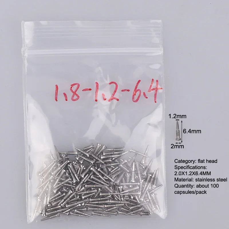100Pcs Glasses Spring Hinge Screws Optical Eyewear Accessories Pointed End Self Aligning Screw Repair Supplies Oasis Select 2.0x1.2x6.4