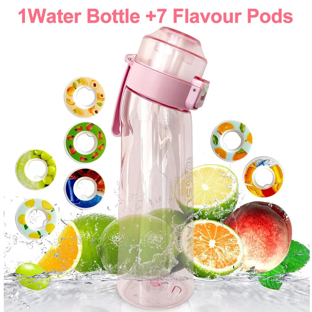 Sports Air Water Bottle BPA Free Drinking Bottles 650ML Fruit Fragrance Water Cup with 7 Flavour pods Outdoor Tableware Oasis Select Pink