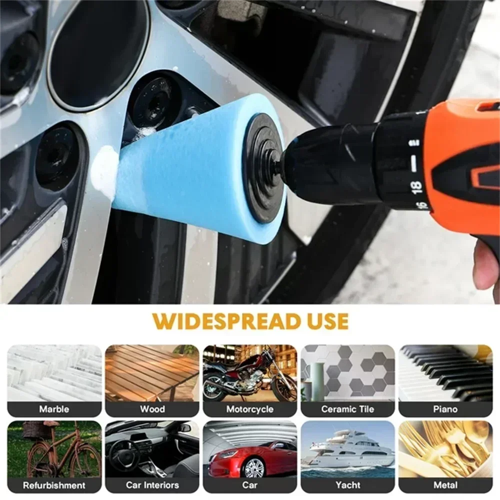 1-4PCS Car Hub Polishing Sponge Grinding Head Conical Sponge Wheel Buffer for Metal Plastic Automotive Wheel Detail Tool Oasis Select