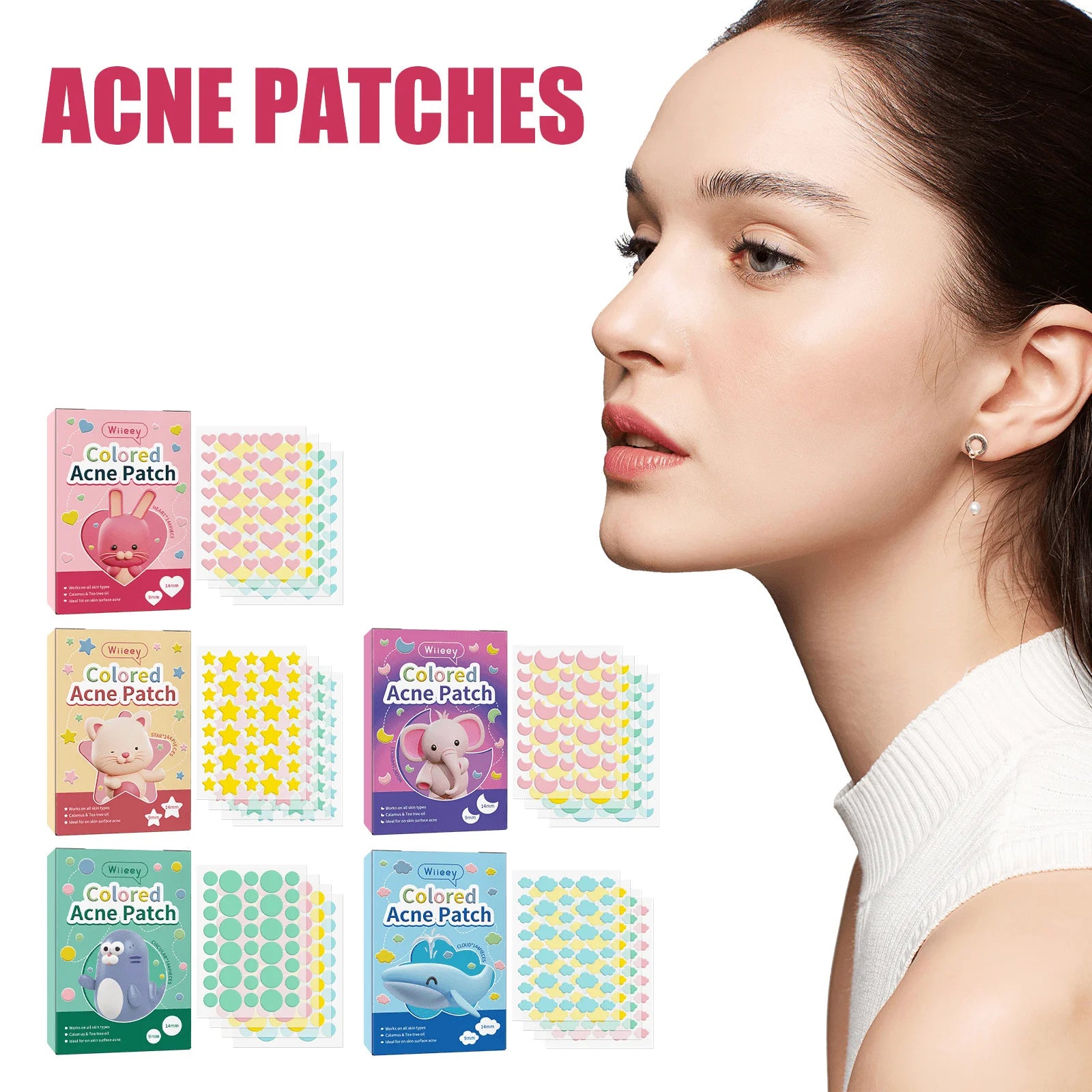 Wiieey Star Acne Patches – Colorful Pimple Stickers 144–288pc Acne Pimple Patch Oasis Select