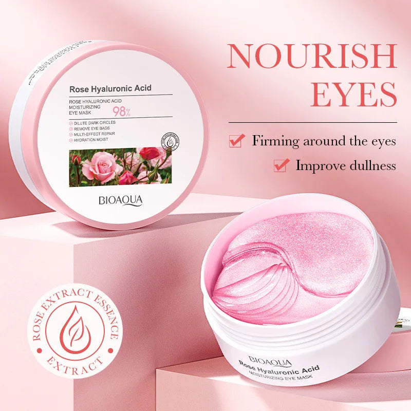 BIOAQUA Rose Hyaluronic Acid Eye Mask 60pcs – Anti-Wrinkle Eye Mask Patches Oasis Select