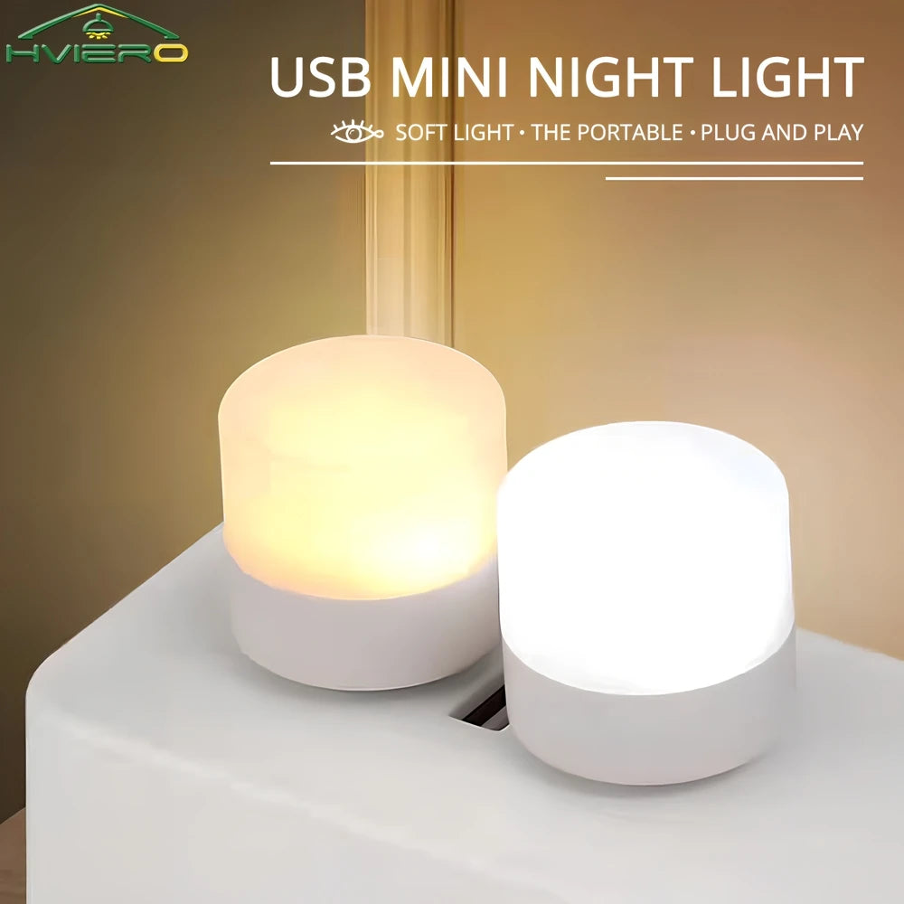 HVIERO USB LED Night Light – Warm & White Glow, Plug & Play