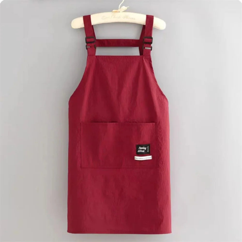 Fashion Strap Style Apron Waterproof Anti-fouling Nail Art Cafe Workwear Sleeveless Catering Waiter Work Clothes Oasis Select Red long