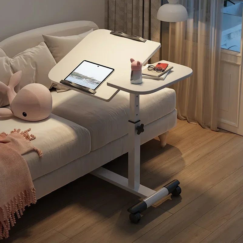 Multi-functional Standing Simple Portable Laptop Computer Desk Bed Computer Desk Floor Mobile Lift Bedside Table Durable Oasis Select 2025-White