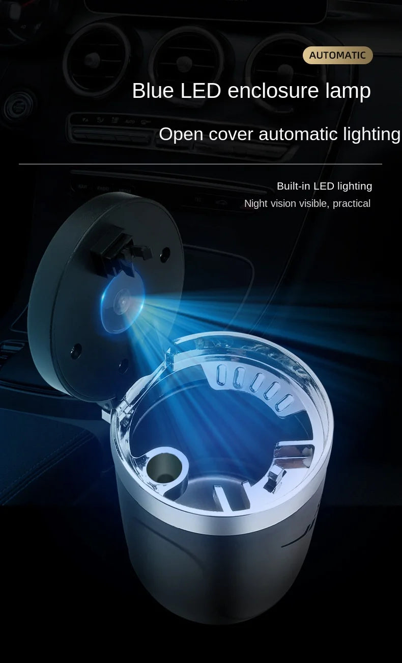 One Click Opening of Car Ashtray with Metal Lining and LED Light Push Type Splash Proof Light, Car Ashtray, Automotive Supplies Oasis Select
