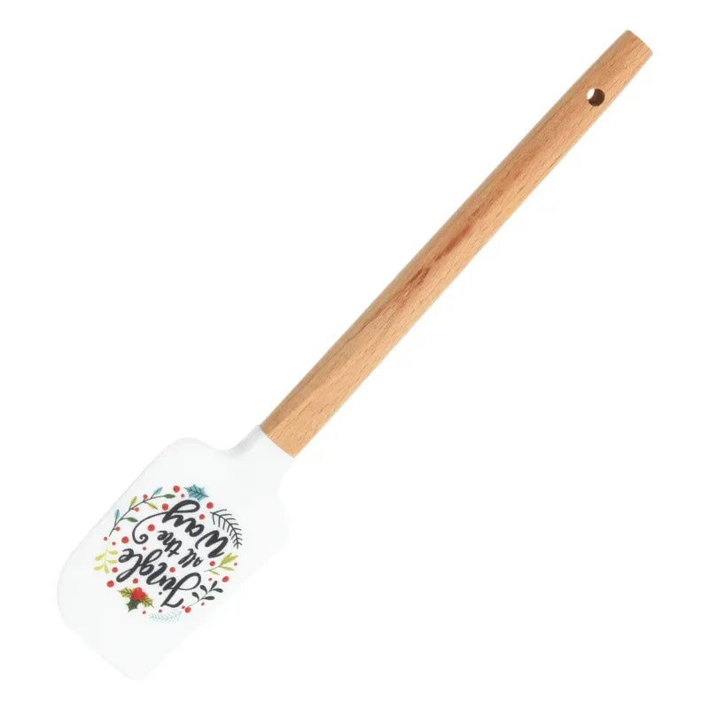 Christmas Non-Stick Silicone Cake Spatula Wooden Handle Chocolate Butter Mixer Pastry Cream Scraper Baking Kitchen Accessories Oasis Select Style 8