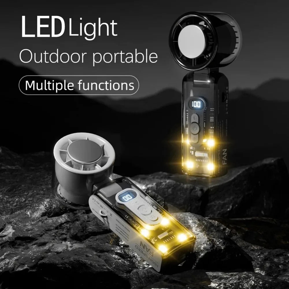 Portable Handheld High-Speed Cooling Fan Outdoor Transparent Mecha Fan USB Mini Desktop Turbine Ice Home Appliances Fan Oasis Select