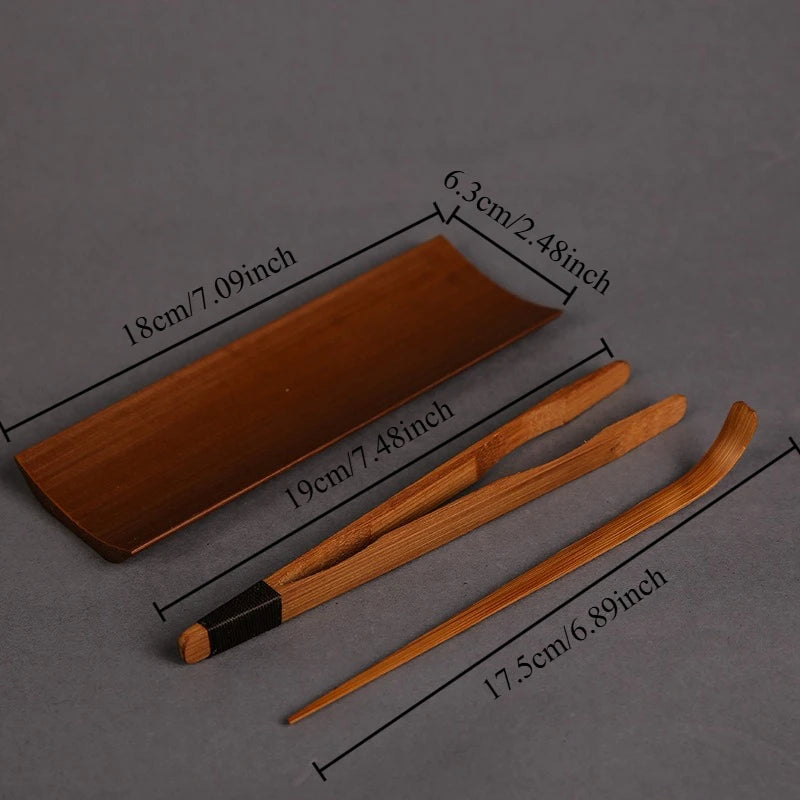 Japanese Bamboo Tea Kit Portable Tea Pliers Spoon Needle Exquisite Handmade Ceremony Tools for Daily Use Oasis Select 3Pcs