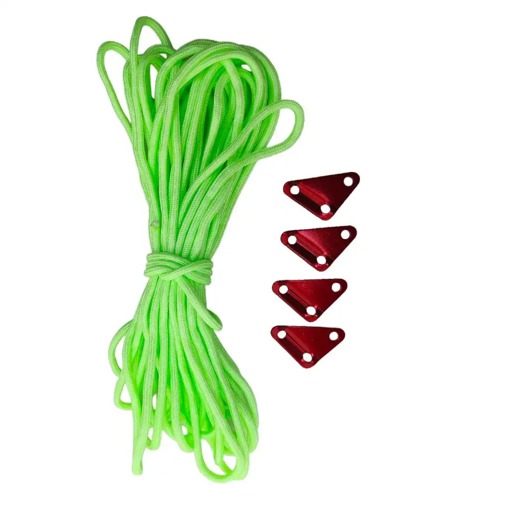Camping 8meters 4mm Glow in The Dark Guyline Paracord Reflective Tent Awning Guy Line Rope With 4pcs AluminumTriangle Tensioners Oasis Select