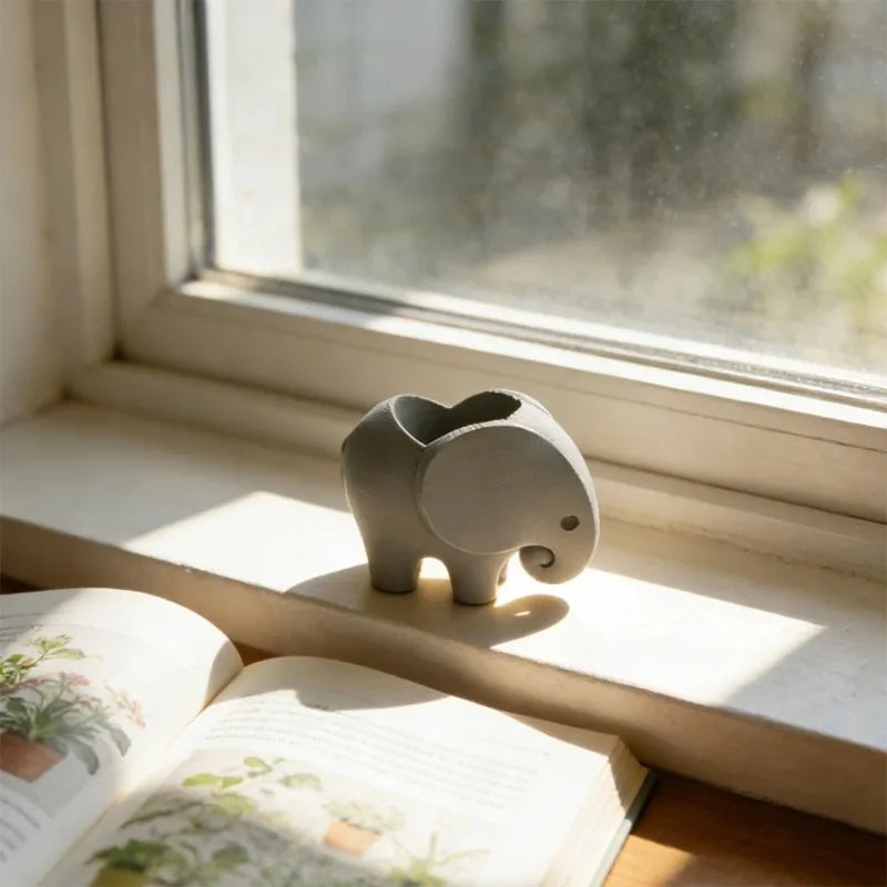 Cute Elephant Shaped Plant Pot Mini Planter For Air Plant Desktop Greenery Display Minimalist Window Sill Decor Accessory Gift Oasis Select