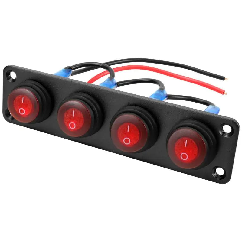 6.Vehicle 12V Waterproof Switch Panel: 1-6 Gang Rocker Toggle On-Off Switches with Red LED Light for Boat, Truck Oasis Select
