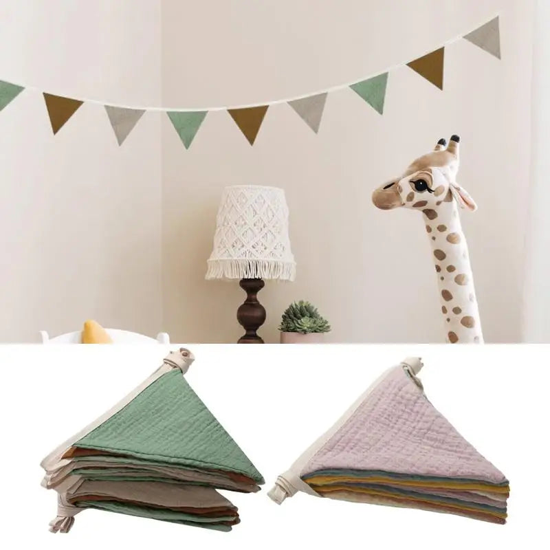 Pennant Banner Flags Nursery Bunting Banner Flags Washable Cotton Fabric Triangle Pennant Garlands for Living Room and Bedroom Oasis Select