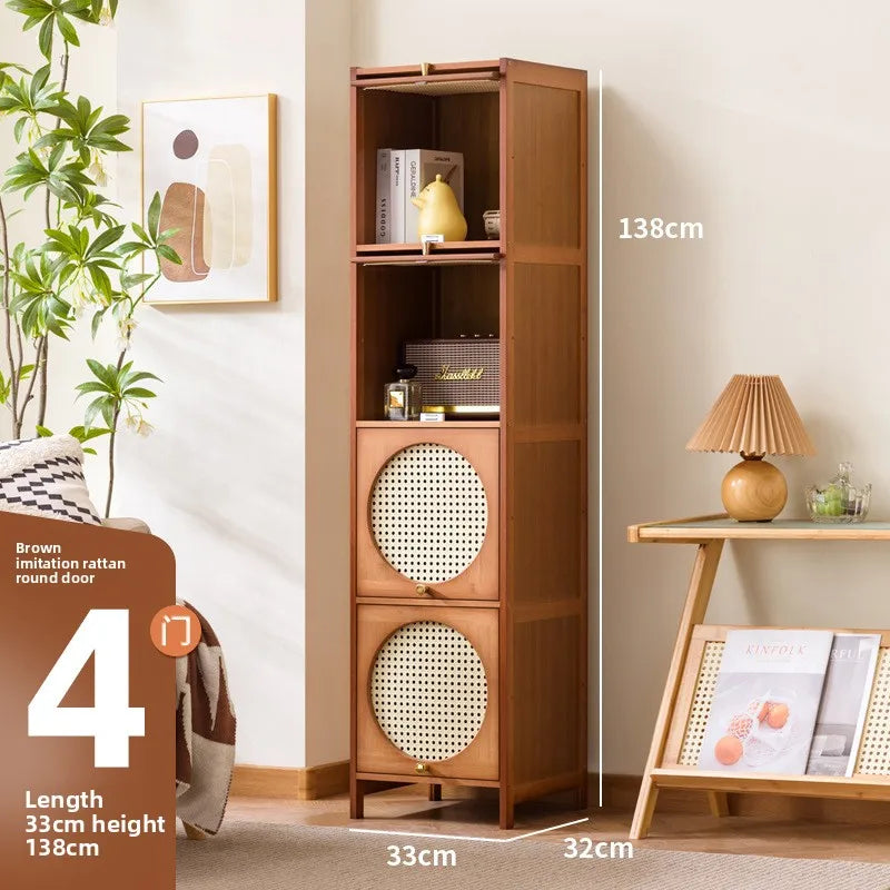 Bookshelf Shelf Floor-to-ceiling bookcase Locker integrated with wall storage Household wood with door Dust-proof display Oasis Select Brown-Four Doors 33