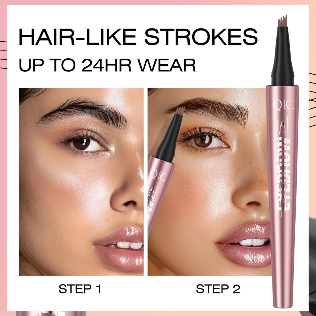 QIC 4-Fork Microblading Eyebrow Pencil – Waterproof, 6 Colors