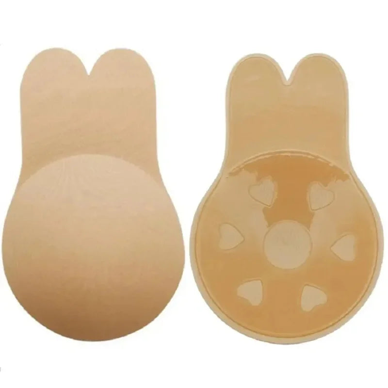 Women push up bras self adhesive silicone strapless invisible bra reusable sticky breast lift tape rabbit nipple cover bra pads Oasis Select
