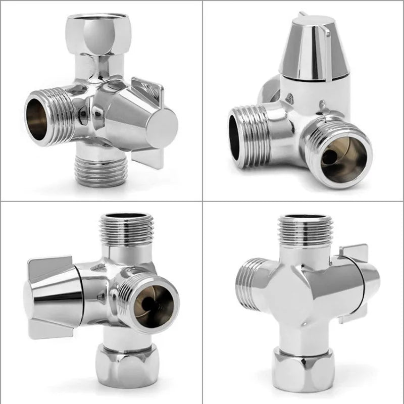 G1/2in 3 Way Diverter Valve T-Adapter Converter For Shower Brass Water Tap Connector Bathroom Faucet Water Separator Oasis Select